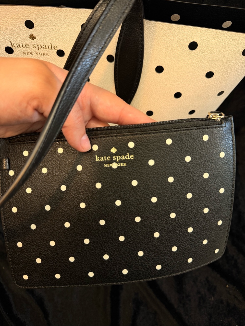 kate spade Polka Dot Minnie Mouse Tote in White, Black & Red - Picture 4 of 7